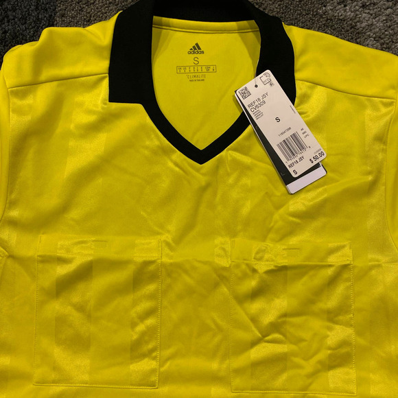 Adidas Climalite Referee Jersey Shock Yellow Shirt NEW Size Small - Picture 2 of 5